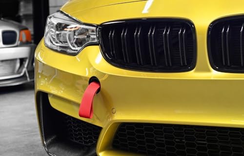 iJDMTOY Sports Red Appearance Racing Style Nylon Tow Strap Universal Fit Compatible with Front or Rear Bumper - color: Red