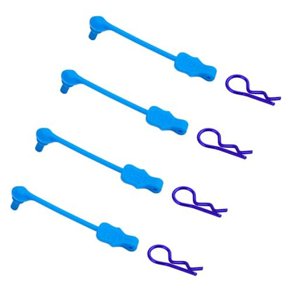 8PCS TGCWENG Universal RC Body Clips w/Pull Tabs Car Clips R Clips for All 1/10 1/12 Scale TRX4 Losi HPI Arrma Kyosho Himoto RC Car Truck Crawler Body Shell Upgrades (1.2mm Purple Clips+Blue Pull) - color: Blue Clips+Blue Pull