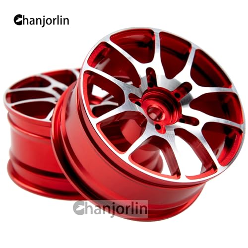 1/10 RC On Road Drift Wheels Rims Hex 12mm Metal Rally Racing Hubs for 1:10 Scale Touring Street Car Tires Tyres Tamiya TT01 TT02 HSP 2S 3S Brushless HPI KYOSHO XV02 XV01 4PCS (Red) - color: Red