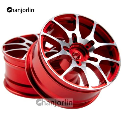 1/10 RC On Road Drift Wheels Rims Hex 12mm Metal Rally Racing Hubs for 1:10 Scale Touring Street Car Tires Tyres Tamiya TT01 TT02 HSP 2S 3S Brushless HPI KYOSHO XV02 XV01 4PCS (Red) - color: Red