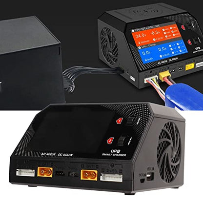 UP8 AC 400W DC 650W Dual Channel Lithium Battery Balance Charger Discharger Drone Lipo Battery Balance Charger Discharger US Plug 100‑240V