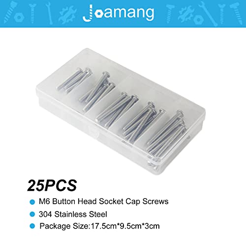 M6 x 40mm 45mm 50mm 55mm 60mm Button Head Socket Cap Screws Bolts, Stainless Steel 304, Metric Allen Hex Drive, Bright Finish, Fully Threaded, Assortment Kit 25PCS - size: Button M6x40-60 mm