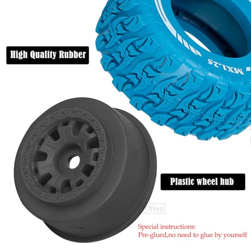 RC MX1.25 RC Truck Wheel Tires for Traxx as/Mojave GROM 223S 4x4 RTR,14301 14302 14303,Tamiya Kyosho HPI 1/14-1/18 Scale On/Off Road,RC Monster Truck Car Wheels,Black-Navy Blue - color: Black-navy Blue(rc Wheels Tires)