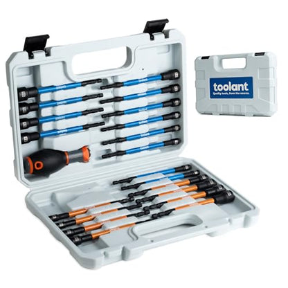 toolant Extra Long Magnetic Nut Driver Set, Metric & SAE, 21-Piece | Strengthened magnetic retention, easier screw pickup, impact-driver use, repeated-use fastening, multi-size set - style: 21pcs Extra Long