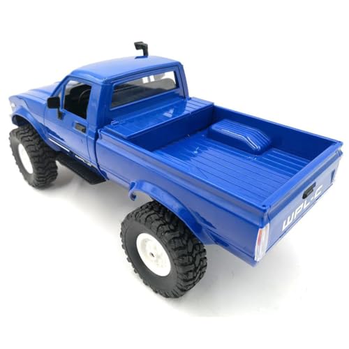 RC Rock Crawler WPL C24 RTR 1/16 Pickup Trucks Blue with LED Lights 2.4Ghz 4x4 Off-Road RC Semi Trucks All Terrain Car, RC Crawler Remote Control Truck for Adults