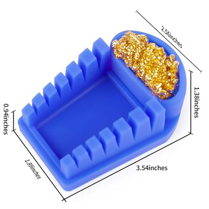 YIHUA S200 Blue Heat-Resistant Silicone Soldering Wire Holder with Brass Wool Cleaner, 6 Grooves, Storage Tray, Helping Hands Soldering Wire Welding Fixture, Compatible Diameter 32-7AWG - color: Blue