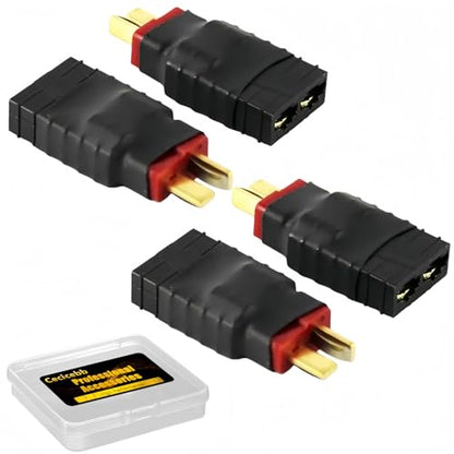 4 Pack Male Deans-T Plug Connector Adapter Compatible with TRX Wireless Converter for RC Battery Charger Slash Conversion Adapter with Storage Box