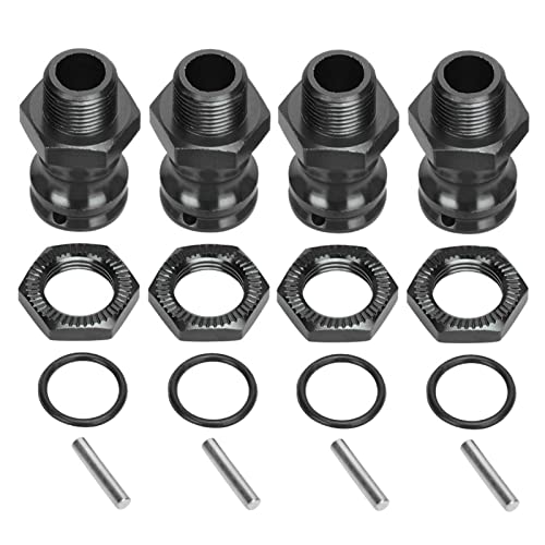 4pcs Wheel Extension Hex Drive Hub Adapters Widener, Aluminum Alloy 17mm Hex 23mm Wheel Extension Adapters for 1/8 RC Car Model (Black) - color: Black