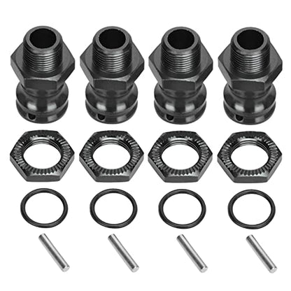 4pcs Wheel Extension Hex Drive Hub Adapters Widener, Aluminum Alloy 17mm Hex 23mm Wheel Extension Adapters for 1/8 RC Car Model (Black) - color: Black