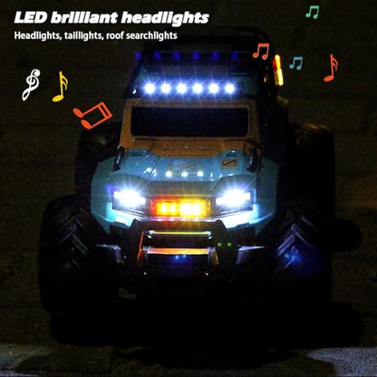 Amphibious Remote Control Car Waterproof Monster RC Cars 4WD All Terrain Off-Road Stunt Vehicle Toys with 2.4 GHz LED Lights for 6 7 8 9 10 11 12+ Year Old Kids Boys Girls Gifts Presents (Blue) - color: Blue