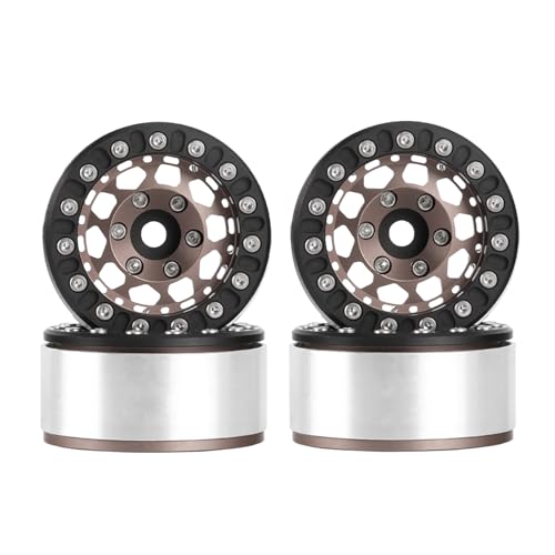 4PCS 1.55 Inch Aluminum Alloy Metal 10Holes Beadlock Wheel Rim Hubs Replacement Accessory for Tamiya AX90069 D90 TF2 CC01 CC02 1/10 RC Crawler Car Upgrade Parts(B-Black Bronze) - color: B-Black Bronze