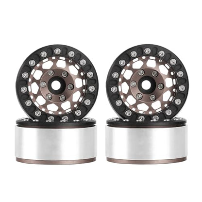 4PCS 1.55 Inch Aluminum Alloy Metal 10Holes Beadlock Wheel Rim Hubs Replacement Accessory for Tamiya AX90069 D90 TF2 CC01 CC02 1/10 RC Crawler Car Upgrade Parts(B-Black Bronze) - color: B-Black Bronze