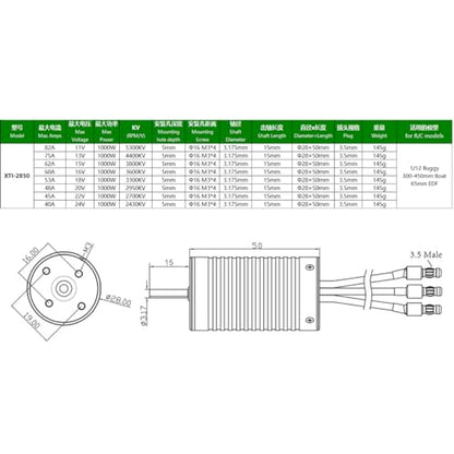 2850 2950KV Brushless Motor Shaft Diameter 3.175MM Connector 3.5MM for 1/12 Scale On-Road Buggy Monster RC Car