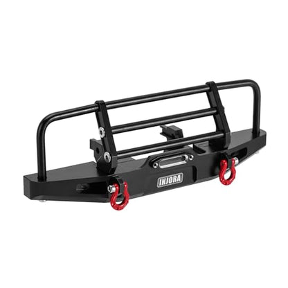 INJORA 37g Front Bumper - CNC Aluminum Bumper with Light for 1/18 RC Crawler TRX4M Defender Upgrade - size: Front