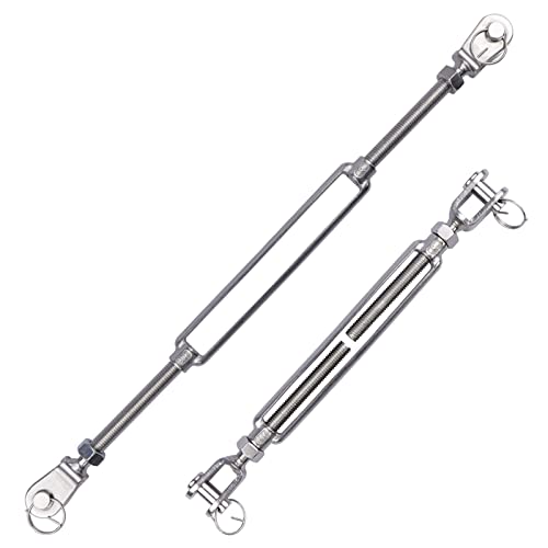 1/2 x 6.5 Inch SS Jaw and Jaw Turnbuckles M12 Turnbuckle, 304 Stainless Steel, 2200 lbs Load (4PCS)