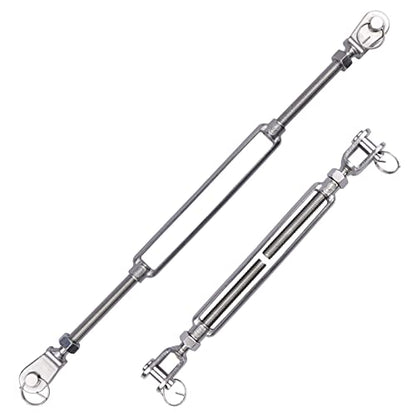 1/2 x 6.5 Inch SS Jaw and Jaw Turnbuckles M12 Turnbuckle, 304 Stainless Steel, 2200 lbs Load (4PCS)