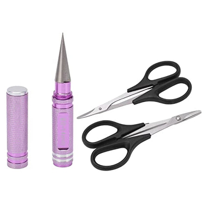 0-14mm Universal RC Reamer Hole Puncher with Aluminum Handle, Curved Scissor Drills Set for RC Car Truck Tank Drone Body Shell Mounting (Violet) - color: Violet