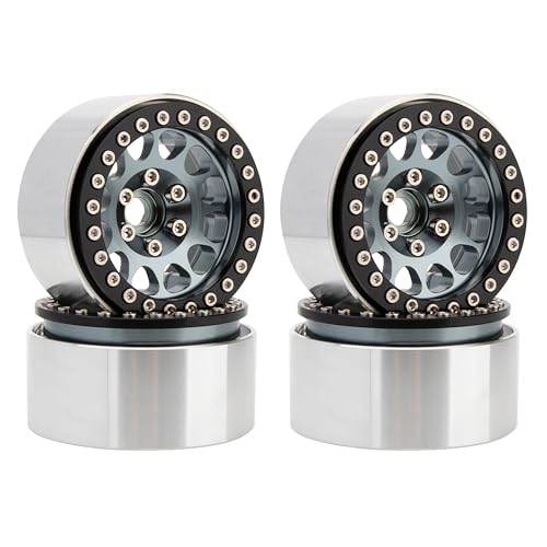 MEUS RACING 1.9 Beadlock Wheels Rims Deep-Dish Wheel for Axial SCX10 Traxxas TRX4 Vanquish VS4-10 Redcat Gen8 1/10 RC Crawler Upgrades (Style A, Titanium) - color: Style A, Titanium