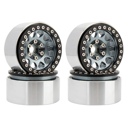 MEUS RACING 1.9 Beadlock Wheels Rims Deep-Dish Wheel for Axial SCX10 Traxxas TRX4 Vanquish VS4-10 Redcat Gen8 1/10 RC Crawler Upgrades (Style A, Titanium) - color: Style A, Titanium