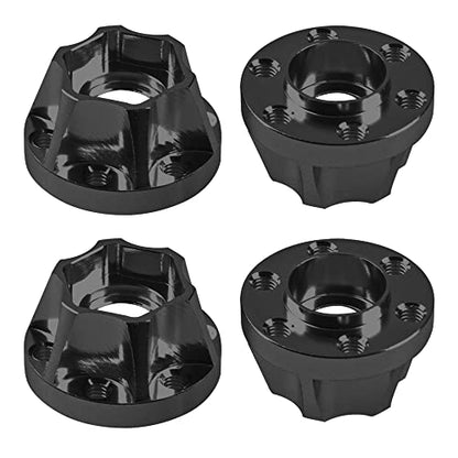 Metal RC 12mm Wheel Hex Hub Extension Combiner Compatible with 1.9/2.2inch Wheel Rim Axial SCX10 Traxxas TRX4 D90 1/10 RC Crawler (12mm, Black) - color: Black, size: 12mm