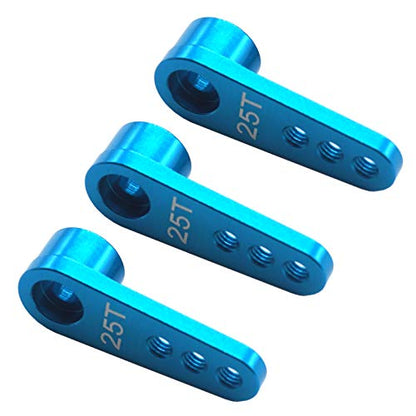 3PCS Metal 25T Servo Horn M3 Threads Steering Arm Server Rocker Adapter Compatible with Savox Power HD HSP Servos Motor 1/8 1/10 RC Car Truck,Blue