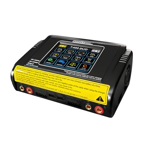 Dual Channel RC Lipo Battery Charger with Touchscreen LCD – 200W AC/400W DC, 12A×2 Fast Charging, Smart Balance Charger for LiPo/LiHV/Life/Pb/NiCd/NiMH/Smart Batteries (1S-6S)