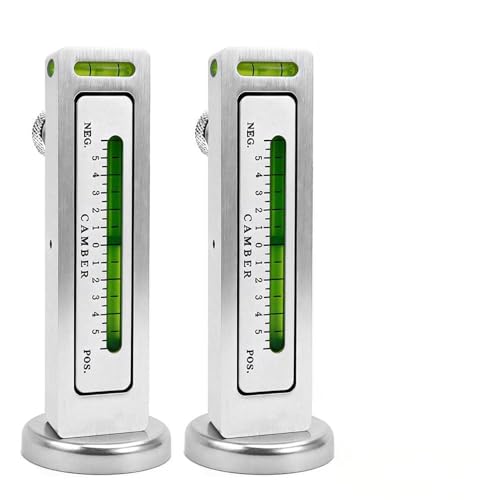 BARTOO Magnetic Camber Caster Pillar Gauge Aluminum Wheel Alignment Tool | Aluminum Alloy, 2-Pack, Magnetic Mount, Adjustable -5° to +5°, Fits Cars Trucks RVs Tire Repair, Silver - size: 2 Pack - Silver