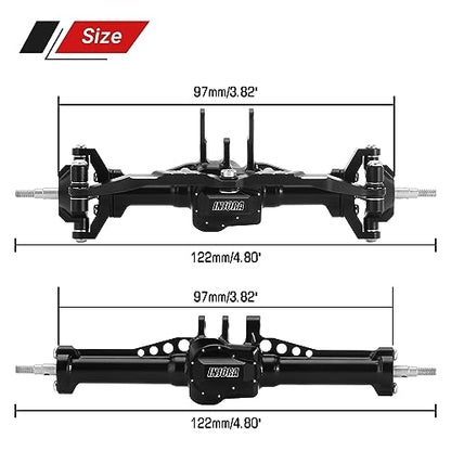 INJORA Front&Rear Axles Set - +4mm Extended Aluminum Complete Axles for TRX4M Upgrade 1/18 RC Crawler Car - size: Front&Rear