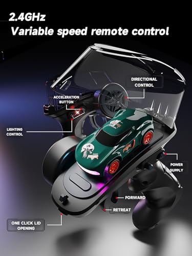 ANTSIR 1/64 RC Drift Car, 7 Colorful LED Lights 4WD RTR Racing Sports Gift | 2.4GHz,15KM/H High Speed, Drifting/Race Tires, Desktop Remote Control Car, Proportional Throttle, Matte Green Concept Model - color: Matte Green Concept Model