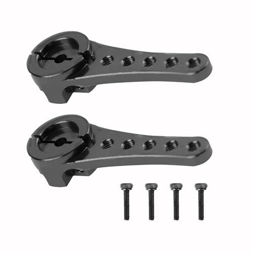 2Pcs Aluminum 25T Servo Horn Long Steering Servo Arm 46mm Length for DIY RC Car/Boat/AirplanesBoat Model Accessories with M2.5 Screws(Black)
