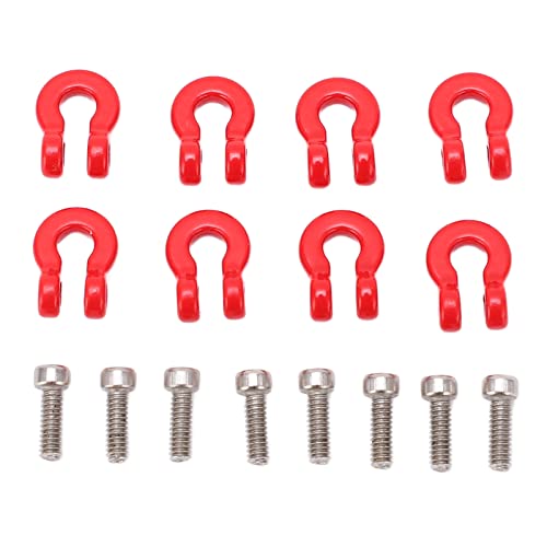 8PCS Metal Front Rear Bumper Tow Shackle, Metal Trailer Hitch Recovery Hook Set for Axial SCX24 1/24 RC Crawler Truck, Off-Road Upgrade Parts