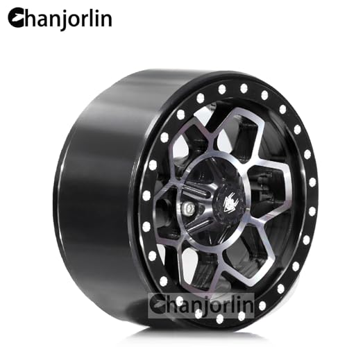 1.9 RC Beadlock Wheels Rims Aluminum Heavy Duty 1/10 Crawler Wheel Hubs For 1:10 Rock Crawler Car Axial SCX10 I II III 90046 TRX4 TRX6 VS4-10 CC01 D90 RC4WD Redcat Gen8 1.9" Tires (Black) - color: Black