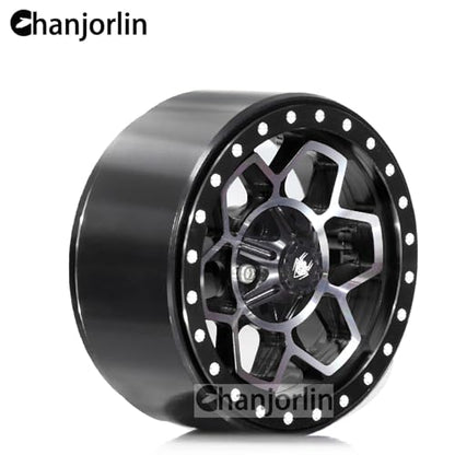 1.9 RC Beadlock Wheels Rims Aluminum Heavy Duty 1/10 Crawler Wheel Hubs For 1:10 Rock Crawler Car Axial SCX10 I II III 90046 TRX4 TRX6 VS4-10 CC01 D90 RC4WD Redcat Gen8 1.9" Tires (Black) - color: Black