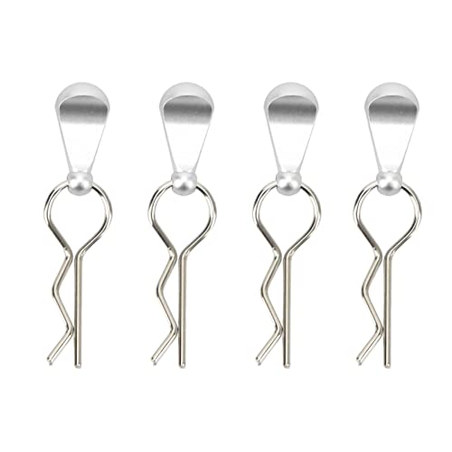 SUNGOOYUE RC Car Body Clips, Stainless Steel with Aluminum Alloy Pull Tabs, for 1/8 1/10 Remote Control Car Upgrade Parts (Silver) - color: Silver