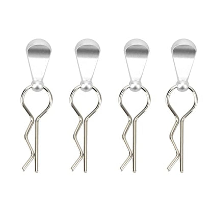 SUNGOOYUE RC Car Body Clips, Stainless Steel with Aluminum Alloy Pull Tabs, for 1/8 1/10 Remote Control Car Upgrade Parts (Silver) - color: Silver