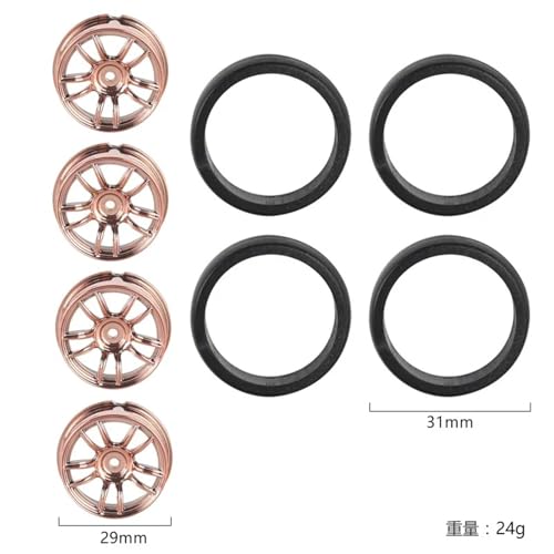 RC Toys For Ldrc AE86 A86 LD1801 LD1802 LD1803 LD1804 A01 A02 1/18 4pcs 31mm RC Hard Drift Tire Wheel Hard Tyre RC Car Upgrade Parts(Brown B) - color: Brown B