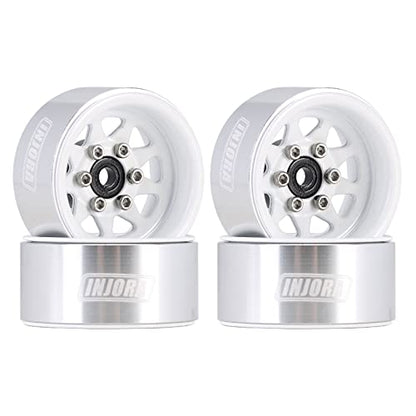 INJORA Stamped Steel 1.0 Beadlock Wheel Deep Dish for 1/18 1/24 RC (White) - color: White