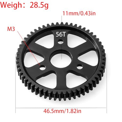 32P Spur Gear, 56T 0.8 Metric Pitch, Compatible with 32P, Hardened Steel 56 Tooth 0.8M Spur Main Gear for 1/10 TRAXXAS Ford Rustler Slash Stampede 4X4 Summit T-Maxx E-REVO Jato Arrma, Replace #3957 - size: M0.8-Spur Gear-56T
