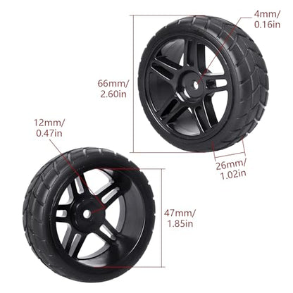 HobbyPark Glued 1/10 On-Road RC Touring Tires and Wheels Set for 1/18 Traxxas Latrax Teton 4 Tec 2.0 3.0 Tamiya TT02 TT01 Brushless (4-Pack) (Color B) - color: Color B