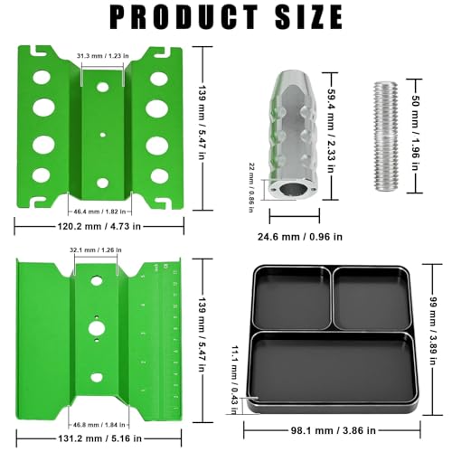 RC Car Work Stand Adjustable Height Lift Lower 360° Rotation Aluminum RC Repair Stand, Small Screw Tray Fit for 1/8 1/10 1/12 1/14 for Traxxa Axial Arrma RC Crawler Monster Truck Buggy (Green,Black) - color: Green-black