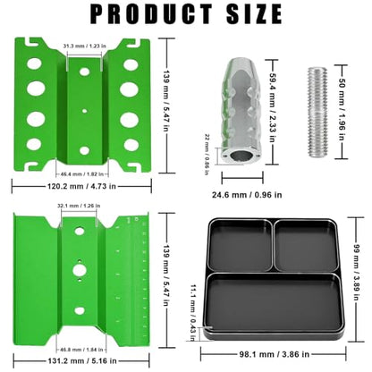 RC Car Work Stand Adjustable Height Lift Lower 360° Rotation Aluminum RC Repair Stand, Small Screw Tray Fit for 1/8 1/10 1/12 1/14 for Traxxa Axial Arrma RC Crawler Monster Truck Buggy (Green,Black) - color: Green-black