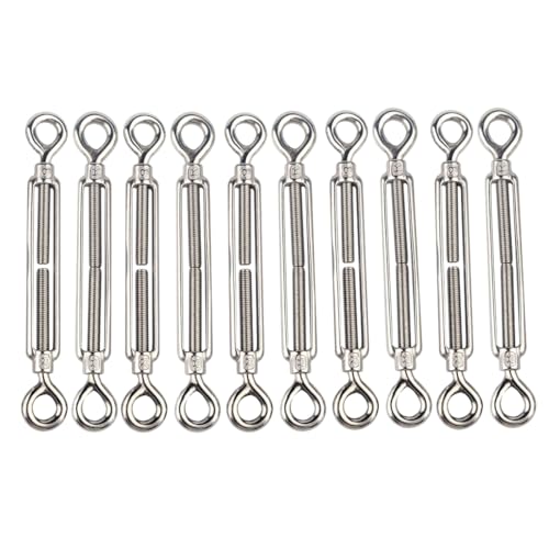 10Pcs M8 Eye & Eye Turnbuckle Heavy Duty Tensioner Adjustable Shade Sail Hardware for Tightening Up Metal Cable Wire 5/16" - style: M8 Eye & Eye