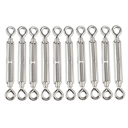 10Pcs M8 Eye & Eye Turnbuckle Heavy Duty Tensioner Adjustable Shade Sail Hardware for Tightening Up Metal Cable Wire 5/16" - style: M8 Eye & Eye