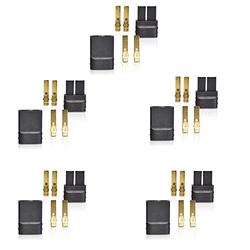 5 Pairs (10pcs) Compatible TRX Plugs Lipo/NiMh Brushless ESC Battery RC Connector - Gold Plated, Nylon, Black