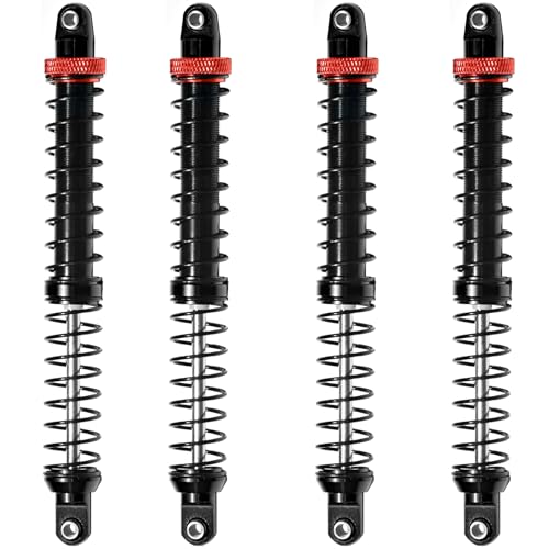 120mm Dual-Stage Spring Oil Shock Absorber for 1/10 RC Crawler – Compatible with TRX4, SCX10 I II III, D90, Wraith & More - color: Black Rad