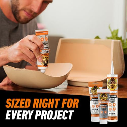 Gorilla Max Strength Construction Adhesive, Clear, 7 oz Tube, 1-Pack | Waterproof Gap-Filling Formula, Bonds Wood, Metal, Tile, Stone, Glass, Mirror, Indoor & Outdoor Use, Paintable & Sandable - size: 7oz, style: 1 Pack