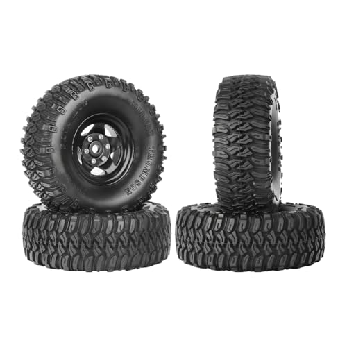 4PCS 1.55 Inch Aluminum Alloy 5Spoke Beadlock Wheel Rim Tyre and 95mm Rubber Tires Set for 1/10 RC Rock Crawler Car Upgrade Parts for Tamiya Axial AX90069 D90 TF2 CC01 LC70(A-Black) - color: A-black