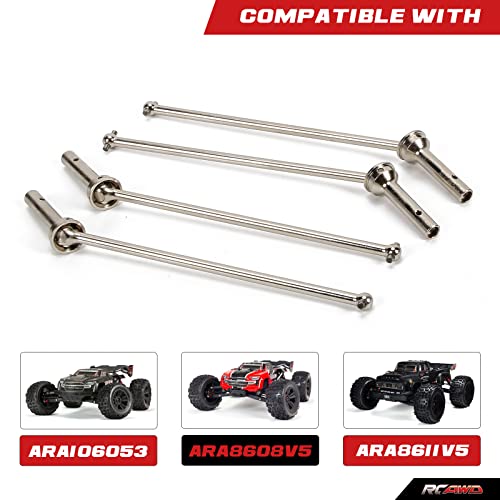 RCAWD CVD Driveshaft 183mm for ARRMA 6S, 1/8 Kraton 6S, Notorious 6S, Outcast 6S & 1/7 Fireteam 6S Upgrades Parts, #45 Steel Drive shafts Hop Ups for #AR220033#ARAC3985 Silver - color: Silver