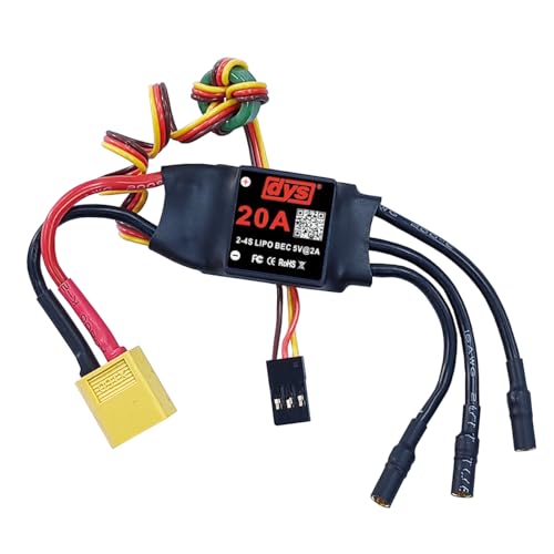 DYS 20A 2-4S Brushless ESC with 5V/2A BEC with XT60 & 3.5mm Plug for RC Fixed-Wing Aircraft Helicopter - color: Dys 20a Esc