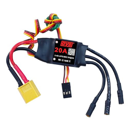 DYS 20A 2-4S Brushless ESC with 5V/2A BEC with XT60 & 3.5mm Plug for RC Fixed-Wing Aircraft Helicopter - color: Dys 20a Esc